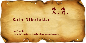 Kain Nikoletta névjegykártya
